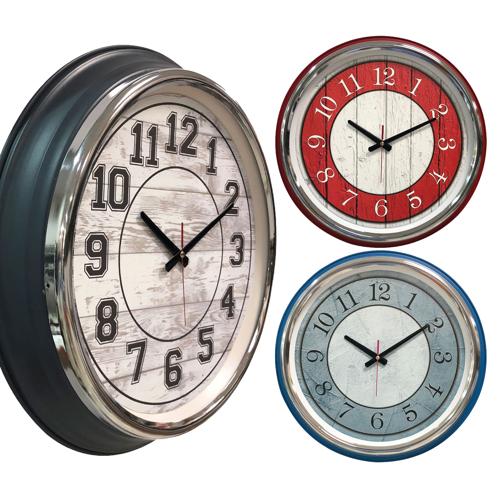 KİBELE201 FÜME METAL KASA DUVAR SAATİ (505 MM)