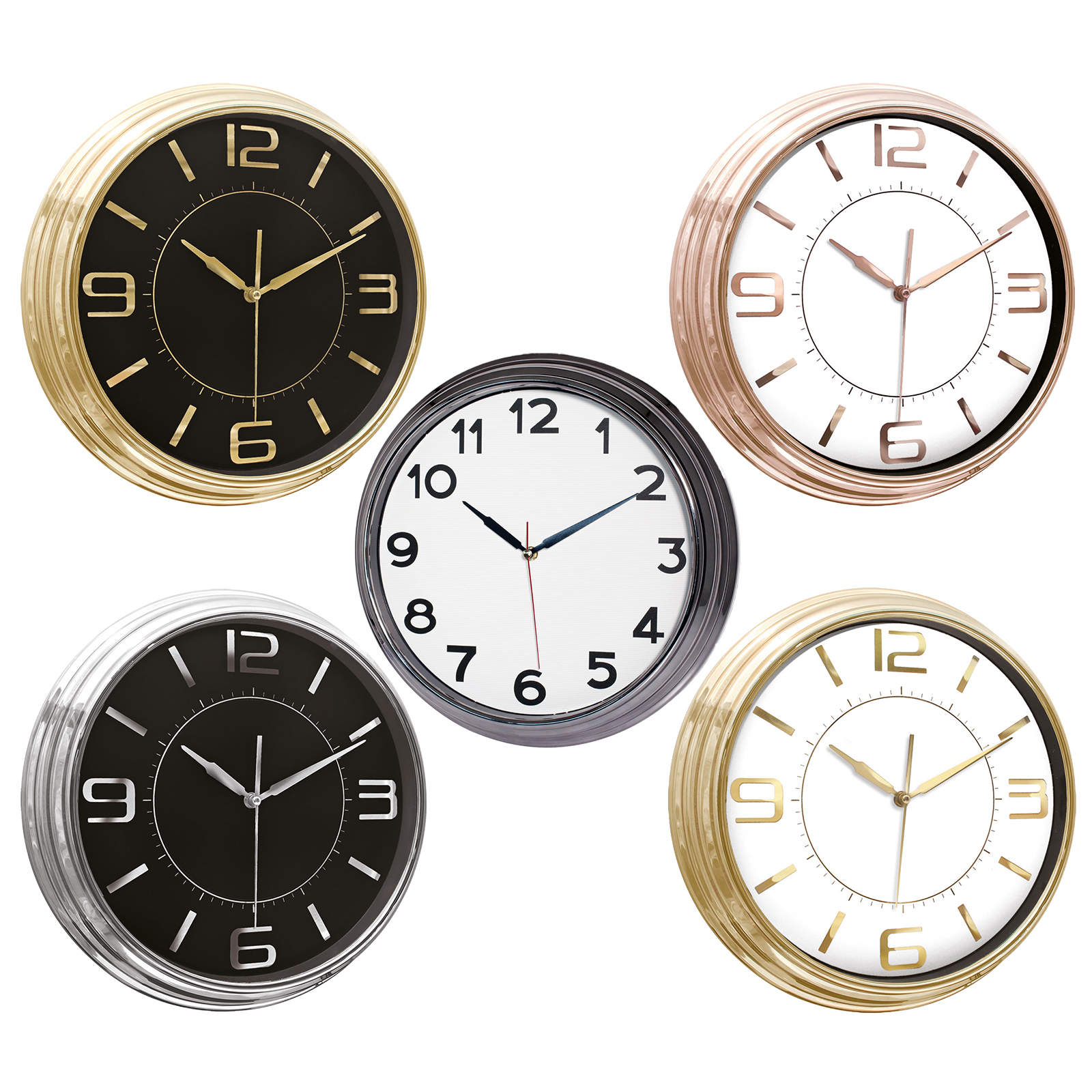 SEZAR401 BEYAZ-FÜME METALİZE ÇERÇEVE DUVAR SAATİ (380 MM)