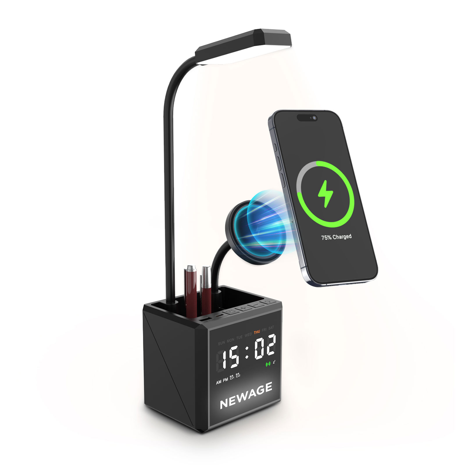 YAKAMOZ SİYAH MASAÜSTÜ KABLOSUZ ŞARJ STANDI