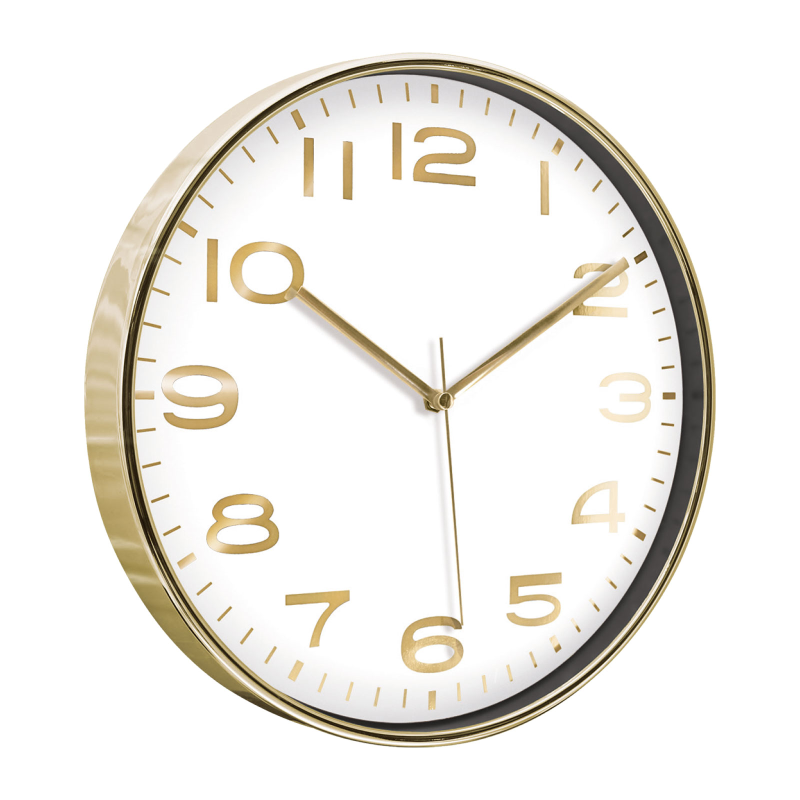 HADES406 ALTIN-BEYAZ METALİZE ÇERÇEVE DUVAR SAATİ(380 MM)