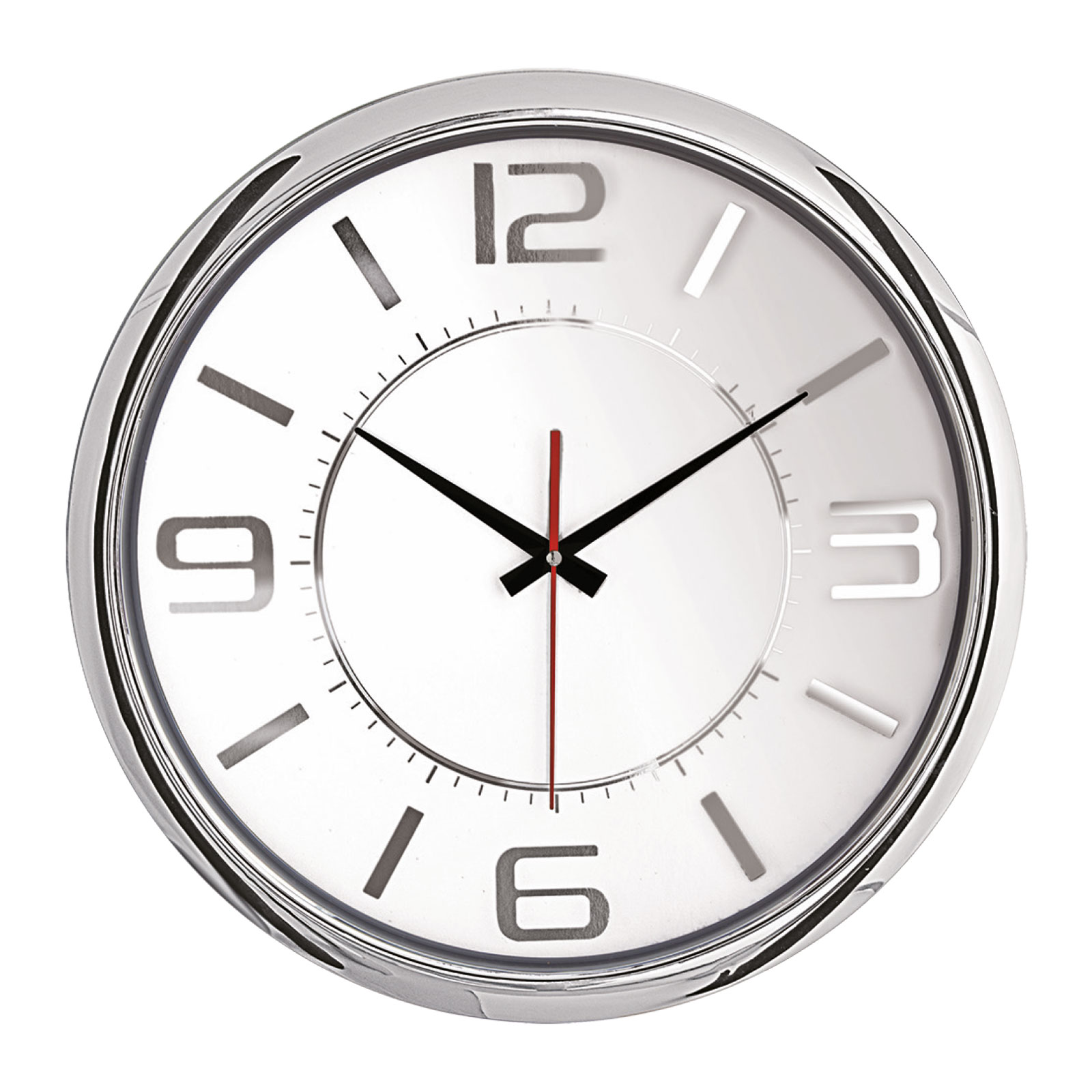 HELLEN404 BEYAZ-GÜMÜŞ METALİZE ÇERÇEVE DUVAR SAATİ (420MM)